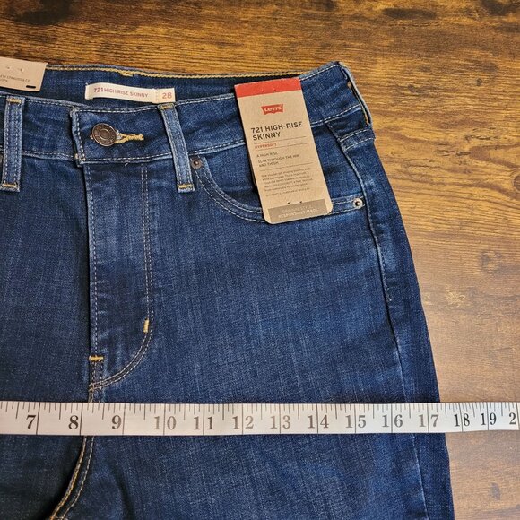 Levi's Jeans Sz 28 Hyper Soft 721 High Rise Skinny Medium Dark Wash Stretch NWT - Picture 8 of 11